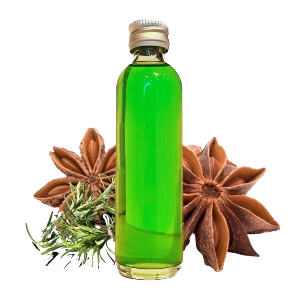 Fles met groene likeur.