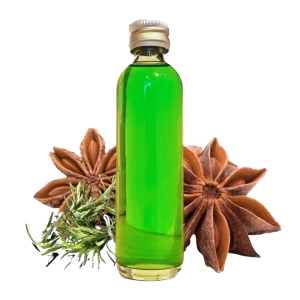 Fles met groene likeur.